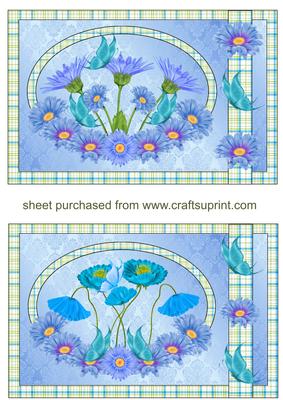 2 Blue/teal Floral Toppers