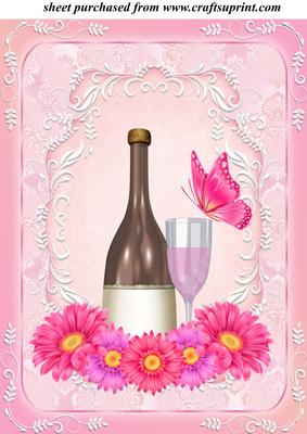 Pink Floral Champagne Topper 1