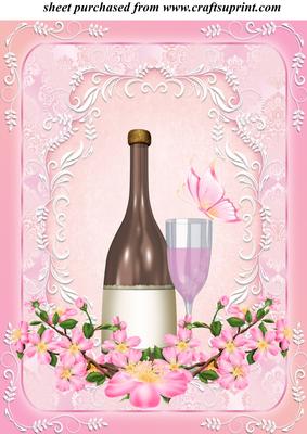 Pink Floral Champagne Topper 2