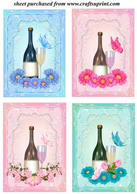 4 Floral Champagne Toppers