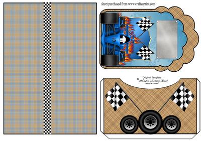 Blue Racing Car Pocket Card Front