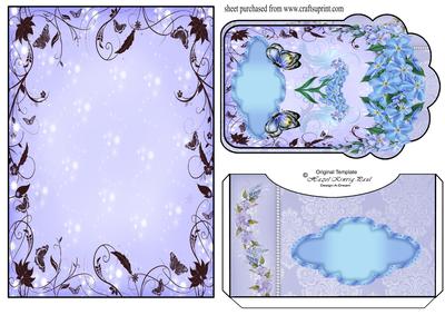 Blue Floral Butterfly Pocket Card Front