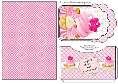 Pink Lifes Short Eat Cupcake Pocket Card Front