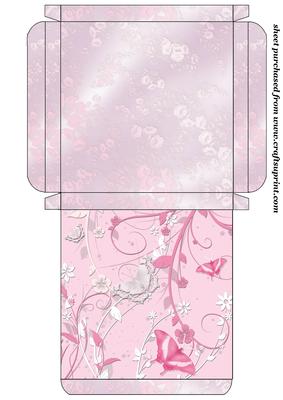 Pink Floral Butterfly Card Box