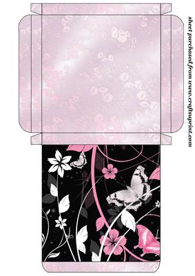 Black Floral Butterfly Card Box