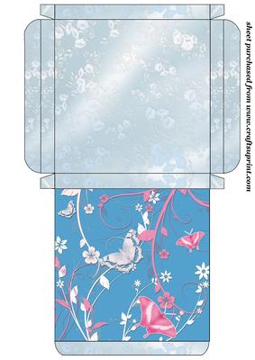Blue Floral Butterfly Card Box