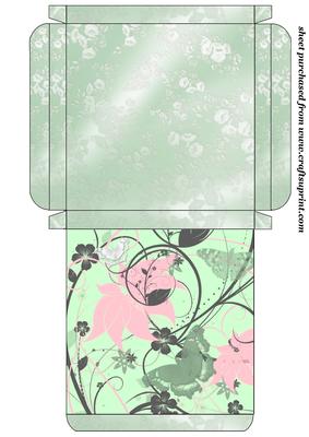 Green Floral Butterfly Card Box