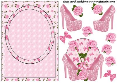 Pink Shoes and Roses Card Front