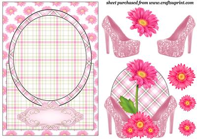 Pink Shoes and Daisy Card Front