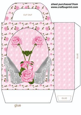 Pink and Silver Floral Shoe Gift Bag