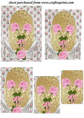 Silver Shoes and Roses Pyramid Topper