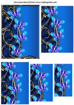 Blue Butterfly Floral Pyramid Topper