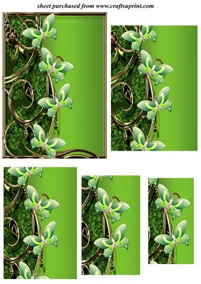 Green Floral Butterfly Pyramid Topper