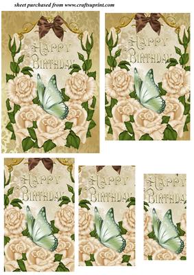 Cream Roses Birthday Pyramid Topper