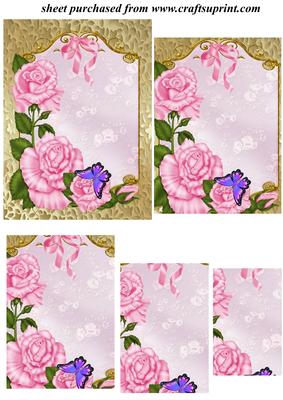 Pink Rose and Butterfly Pyramid Topper