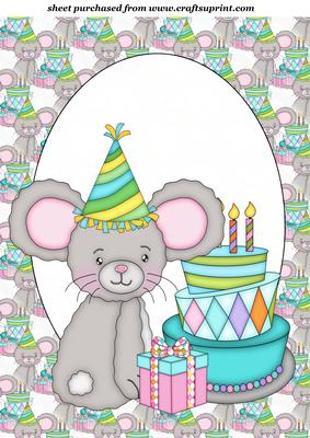 Cute Birthday Mouse Topper 1