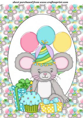 Cute Birthday Mouse Topper 2