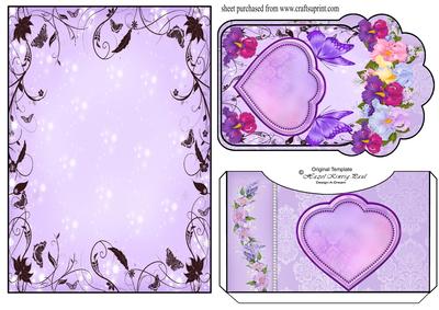 Purple Floral Butterfly Pocket Card Front