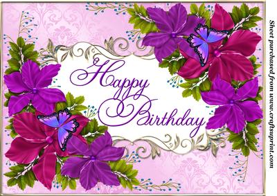 Pink Floral Birthday Topper