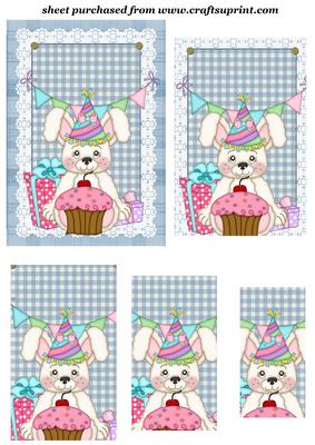 Blue Birthday Bunny Pyramid Topper 1
