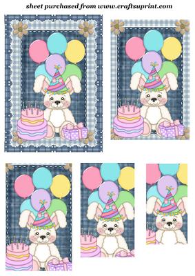 Blue Birthday Bunny Pyramid Topper 2