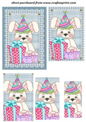 Blue Birthday Bunny Pyramid Topper 3