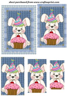 Blue Birthday Bunny Pyramid Topper 4