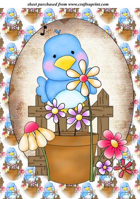 Cute Garden Blue Bird Topper