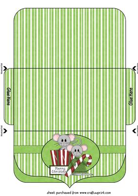 Green Christmas Mice Money/voucher Wallet 1