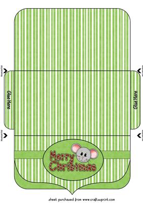Green Christmas Mice Money/voucher Wallet 2