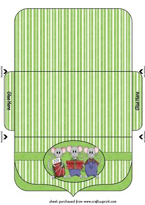 Green Christmas Mice Money/voucher Wallet 3