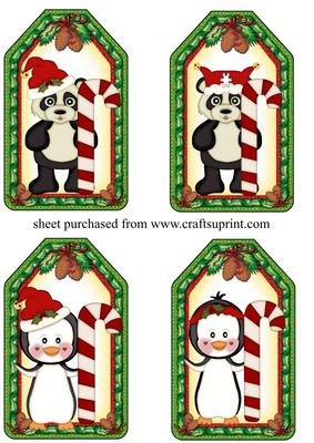 4 Christmas Critter Tag Toppers