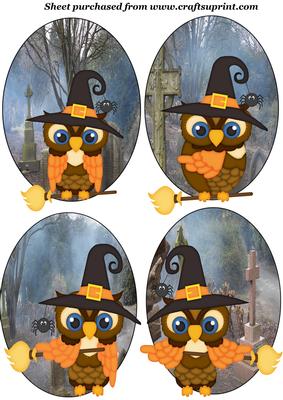 4 Halloween Owls Toppers