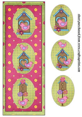 Cute Pink Birds Card Front