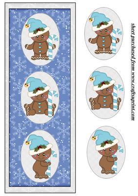 Blue Candy Cane Gingerbreads Card Front