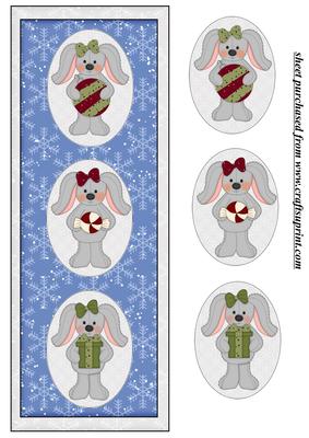 Blue Christmas Bunny Card Front