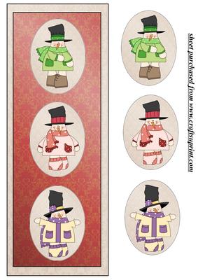Red Funky Snowmen Card Front