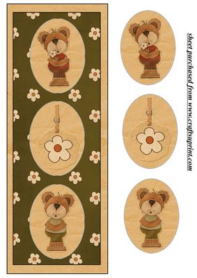 Olive Floral Bear Card Front 2