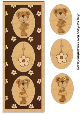 Brown Floral Bear Card Front 1