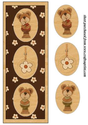 Brown Floral Bear Card Front 2