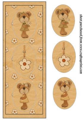 Cream Floral Bear Card Front 1