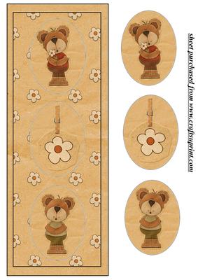 Cream Floral Bear Card Front 2