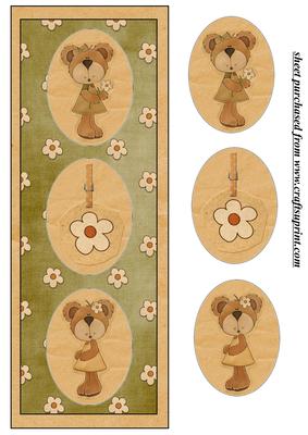 Green Floral Bear Card Front 1