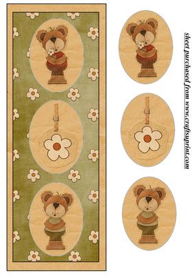Green Floral Bears Card Front 2