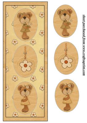 Light Cream Floral Bear Card Front 1
