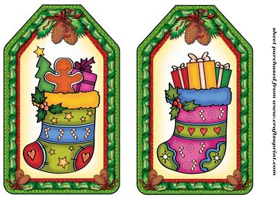 2 Christmas Stockings Tag Toppers 2