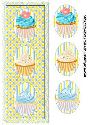 Blue and Cream Cupcake Card Front