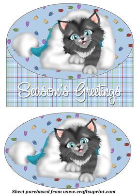 Blue Christmas Kitty Topper