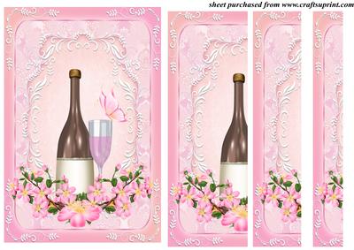 Pink Floral Champagne Side Stacker Card Front 2