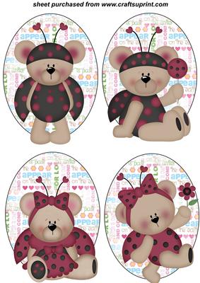4 Ladybug Bear Toppers